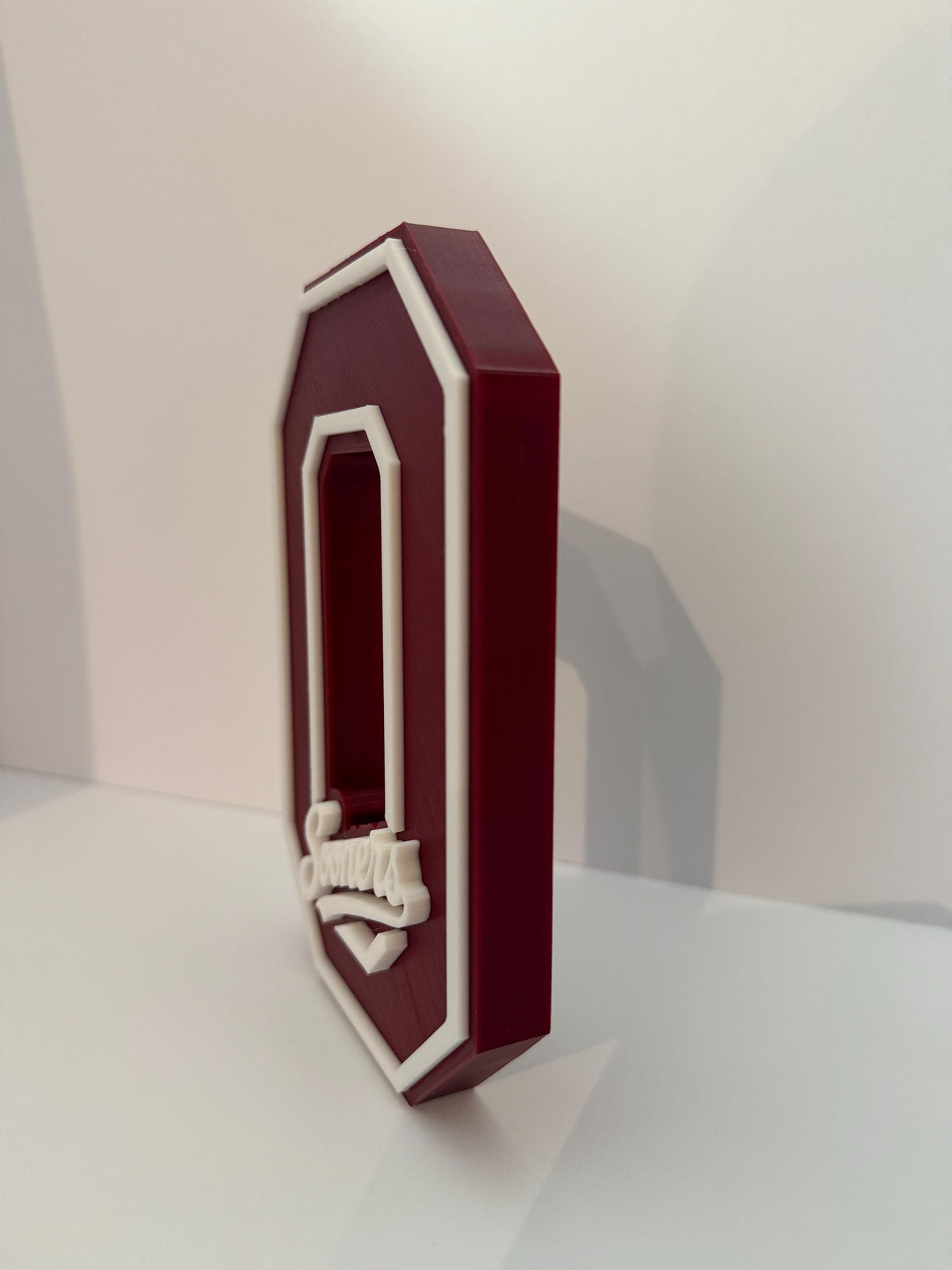 Oklahoma Sooners 3D Printed Logo Sign | College Football Desk Decor | Crimson and White Fan Gift