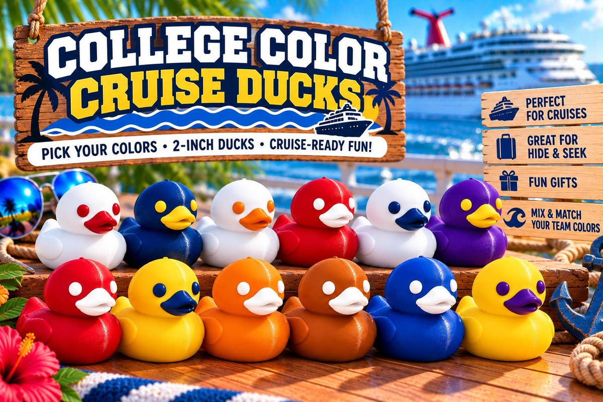 3D Printed Cruise Ducks, College Team Colors, Custom Color Ducks, 2 Inch Mini Ducks, Cruise Duck Hiding, Party Favors