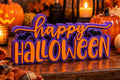 Happy Halloween 3D Printed Sign, Freestanding Halloween Decor, Spooky Tabletop Decoration, Custom Color Halloween Shelf Sign