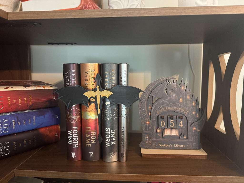 Fourth Wing Dragon Bookshelf Display | Hanging Dragon Book Nook Decor | Fantasy Book Lover Gift | 3D Printed Shelf Accessory