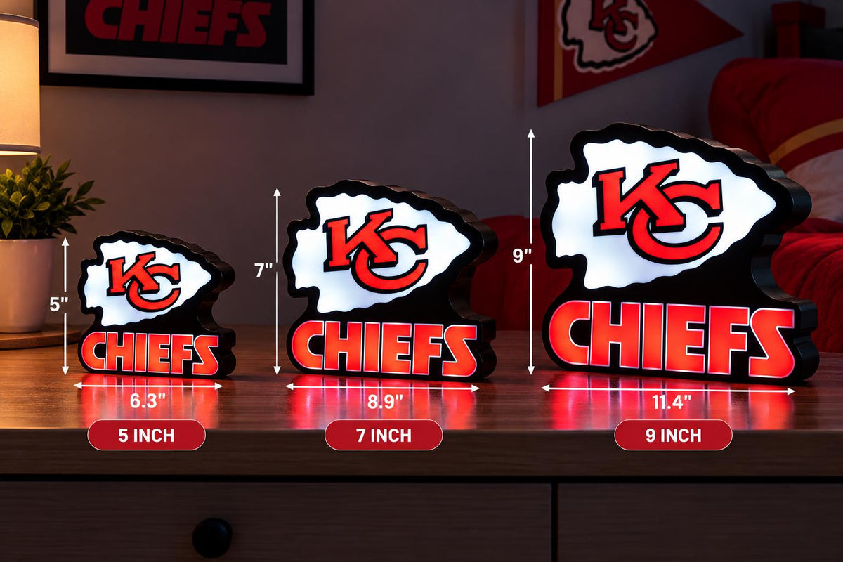 Kansas City Chiefs LED Light Box | 3D Printed Football Desk Lamp | KC Chiefs Illuminated Sign | Football Fan Gift | Sports Room Decor