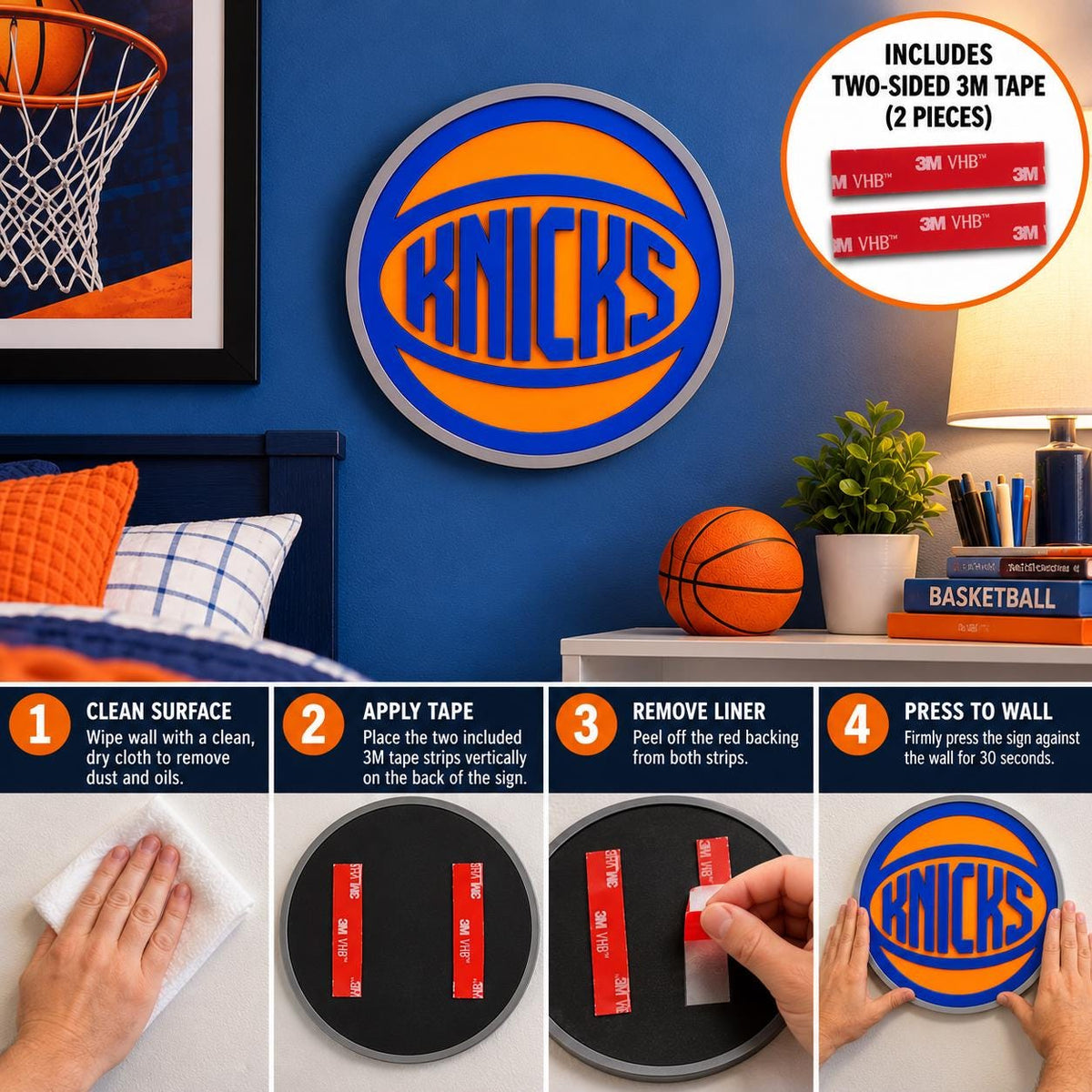 New York Knicks Basketball Wall Art | 3D Printed Knicks Logo Sign | NBA Fan Bedroom Decor | Basketball Gift