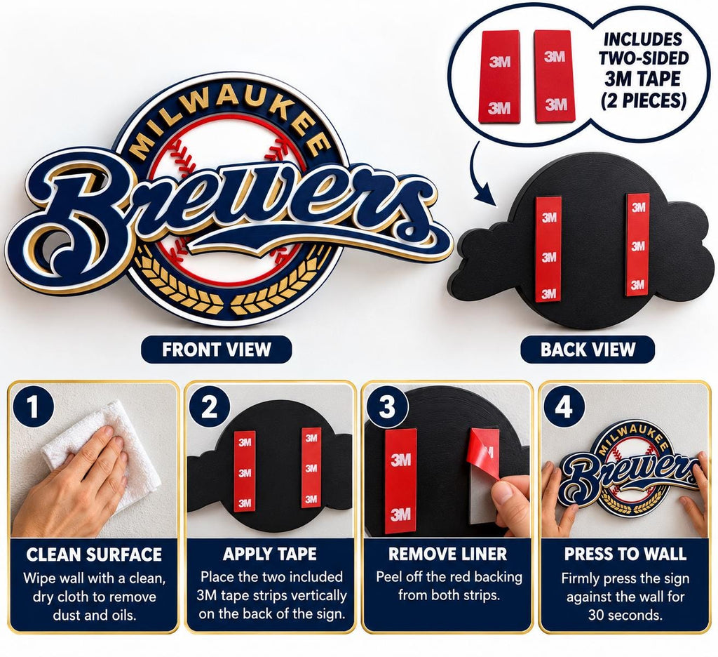 Milwaukee Brewers 3D Wall Sign | Brewers Baseball Logo Decor | MLB Fan Cave Gift *WORLD SERIES*