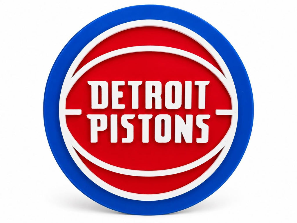 Detroit Pistons 3D Printed Logo Sign | NBA Basketball Wall Decor | Detroit Fan Gift | Sports Bedroom & Man Cave Decor