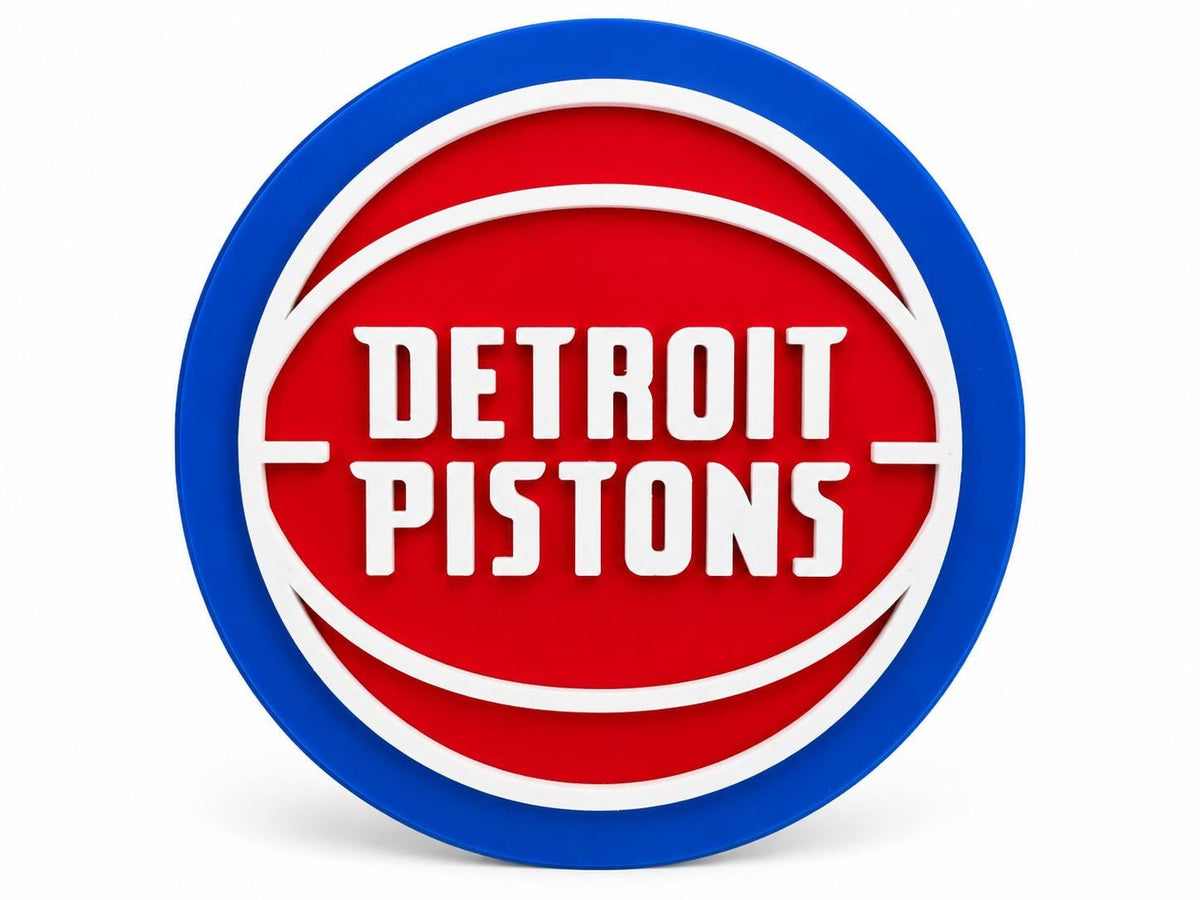 Detroit Pistons 3D Printed Logo Sign | NBA Basketball Wall Decor | Detroit Fan Gift | Sports Bedroom & Man Cave Decor