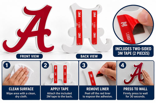 Alabama Crimson Tide 3D Desk Sign | Script A Logo Decor | College Football Fan Cave Gift