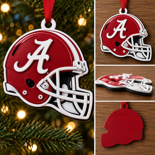 Alabama Crimson Tide 3D Christmas Ornament | Embossed Football Helmet with Raised Logo | Roll Tide Fan Gift
