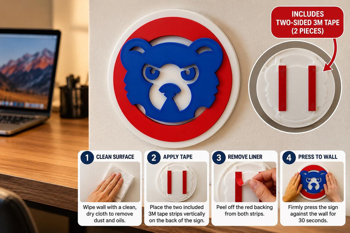 Chicago Cubs 3D Printed Sign | Baseball Wall Decor | Cubs Fan Gift | MLB Office Decor