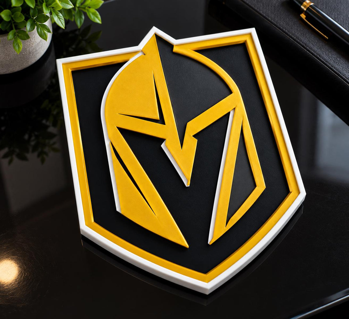 Vegas Golden Knights 3D Printed Wall Sign | Hockey Logo Wall Art | NHL Fan Cave Decor | Hockey Gift