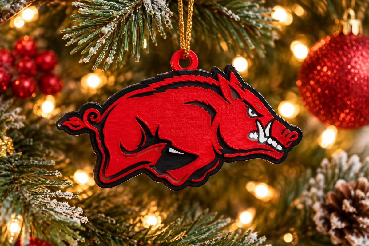Arkansas Razorbacks 3D Christmas Ornament | 5 Inch Raised Hog Logo | Arkansas Football Fan Gift | Razorbacks Tree Decoration