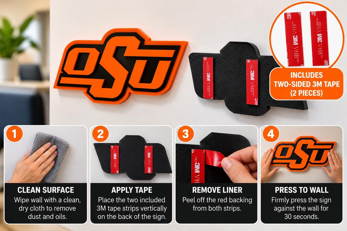 Oklahoma State Cowboys 3D Wall Sign | OSU Football Logo Decor | NCAA Fan Cave Gift