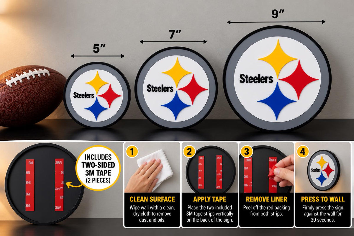 Pittsburgh Steelers 3D Wall Sign | Steelers Football Logo Decor | NFL Fan Cave Gift
