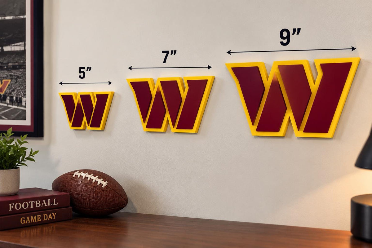 Washington Commanders 3D Wall Sign | Washington W Football Logo Decor | NFL Fan Cave Gift