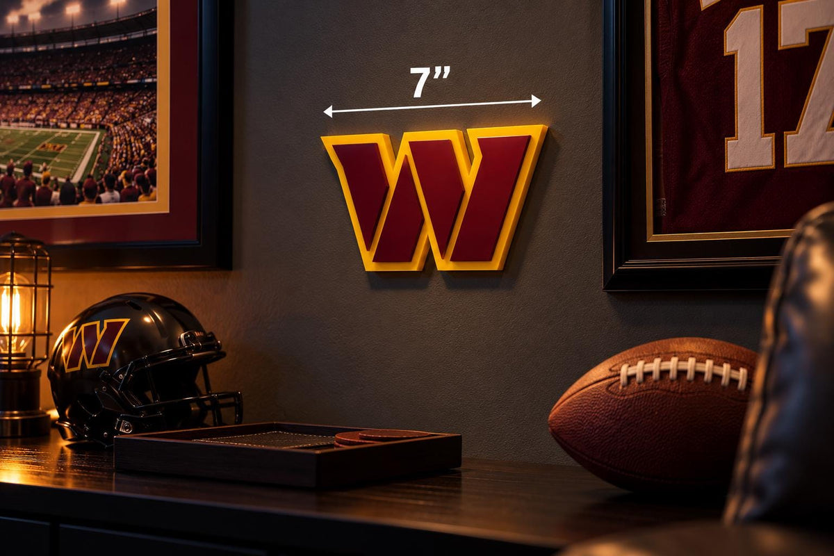 Washington Commanders 3D Wall Sign | Washington W Football Logo Decor | NFL Fan Cave Gift