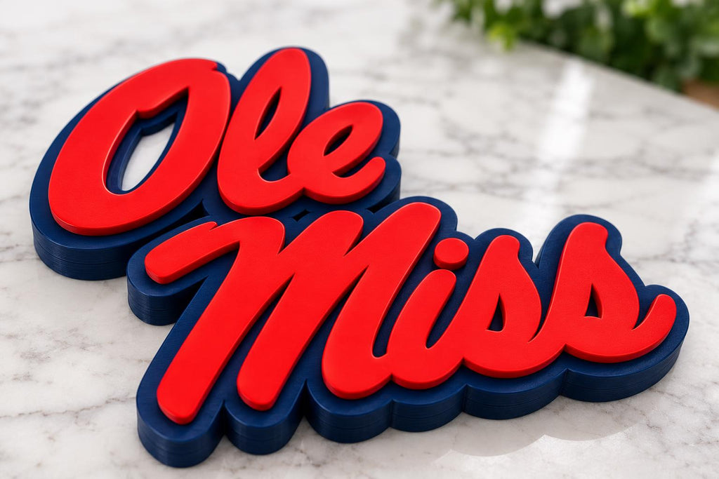 Ole Miss Rebels 3D Desk Sign | Ole Miss Rebels Logo Decor | NCAA Fan Cave Gift