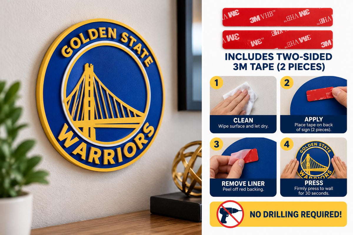 Golden State Warriors 3D Wall Sign | Basketball Logo Wall Decor | Golden State Fan Cave Gift