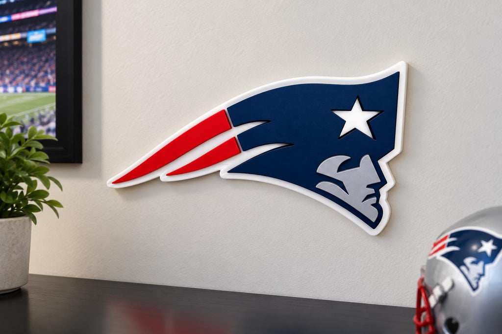 New England Patriots 3D Wall Sign | Patriots Football Logo Decor | NFL Fan Cave Gift