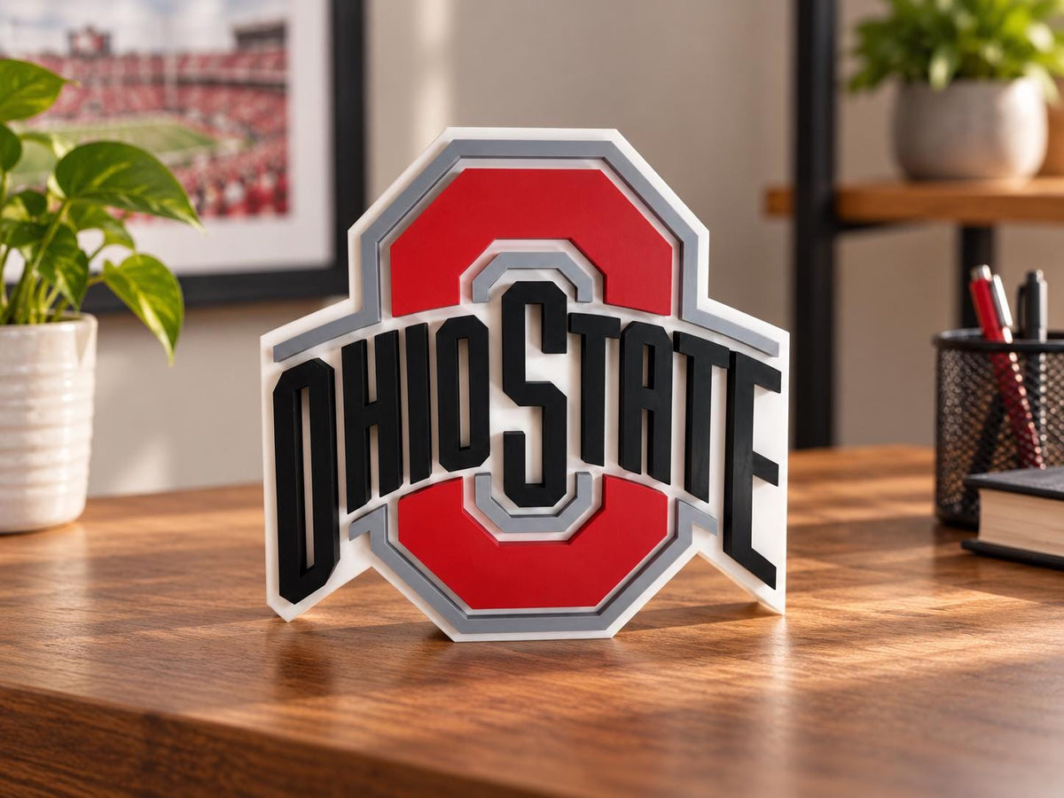 Ohio State Buckeyes 3D Desk Sign | OSU Football Logo Decor | College Football Fan Cave Gift