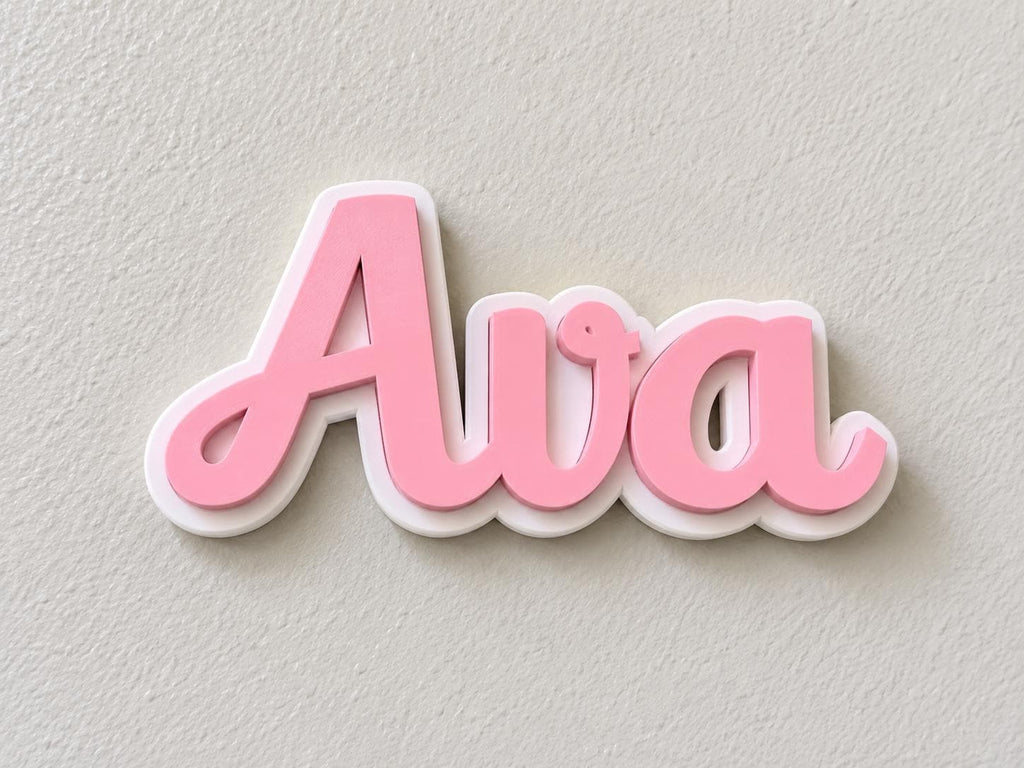 Personalized 3D Name Sign | Custom Script Name Decor | Choose Your Colors & Size | Nursery, Kids Room Desk Gift
