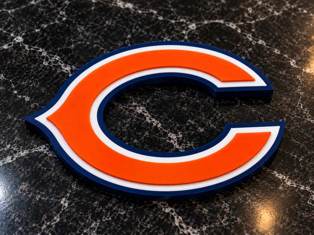 Chicago Bears 3D Wall Sign | Bears Football Logo Decor | NFL Fan Cave & Bedroom Wall Art | 5, 7 or 9 Inch