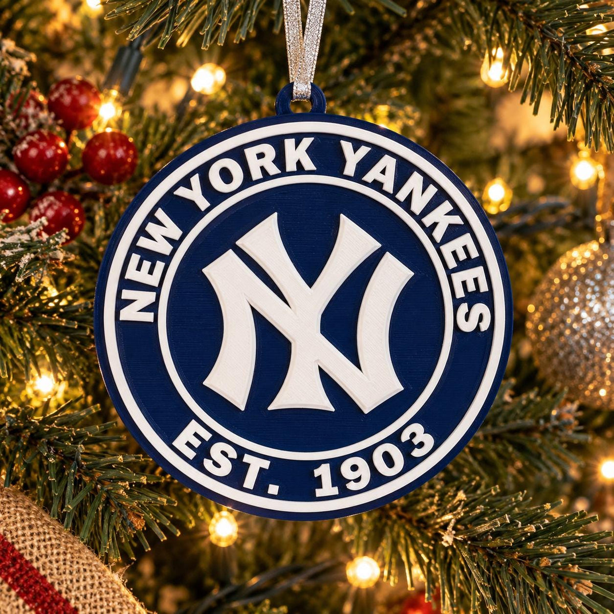 New York Yankees Christmas Ornament 5 Inch | NY Yankees Est. 1903 Baseball Tree Decoration | MLB Fan Gift