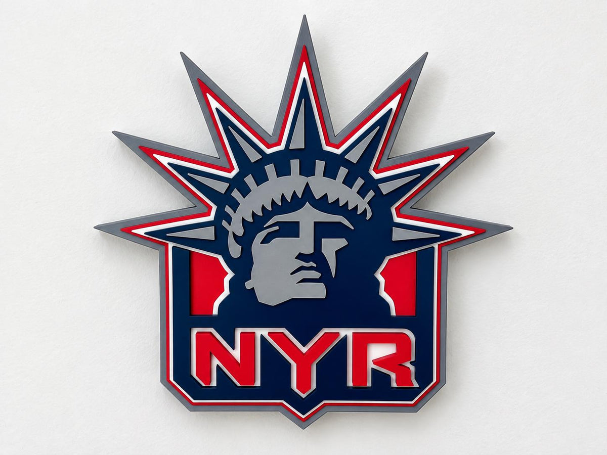 New York Rangers Lady Liberty 3D Wall Sign | NYR Hockey Logo Decor | NHL Fan Cave Gift