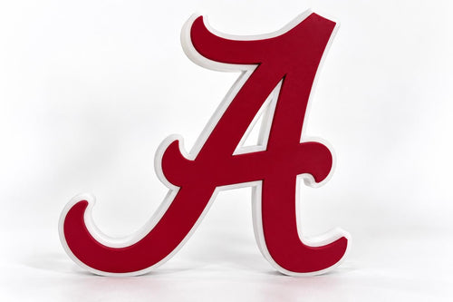 Alabama Crimson Tide 3D Desk Sign | Script A Logo Decor | College Football Fan Cave Gift