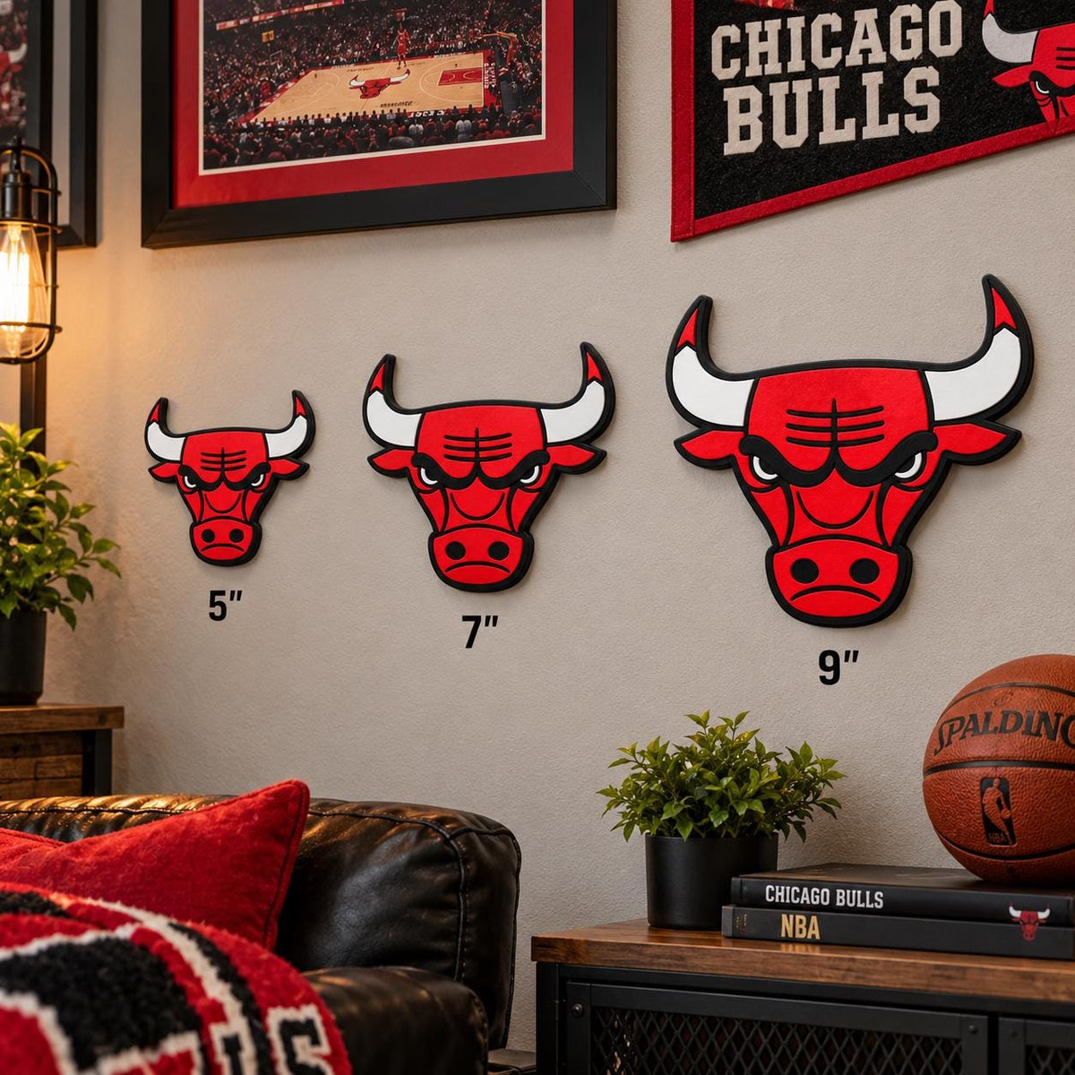 Chicago Bulls 3D Wall Sign | Classic Bulls Basketball Logo Decor | NBA Fan Cave Gift