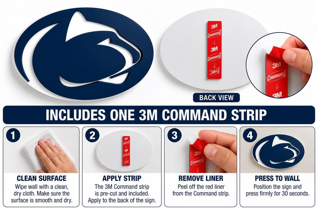 Penn State Nittany Lions 3D Wall Sign | PSU Football Logo Decor | College Football Fan Cave Gift