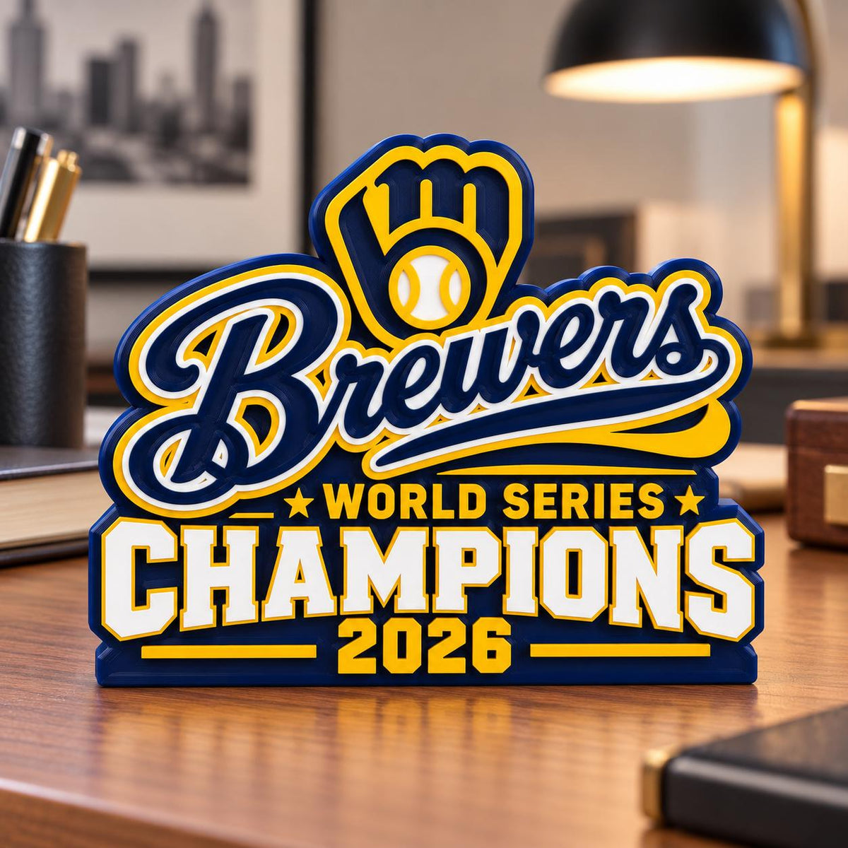 Milwaukee Brewers 2026 World Series CHAMPIONS 3D Desk Sign | Limited Edition 1 of 26
