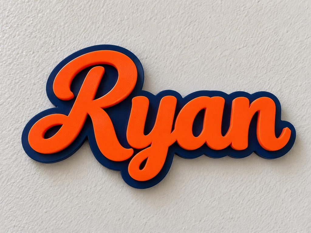 Personalized 3D Name Sign | Custom Script Name Decor | Choose Your Colors & Size | Nursery, Kids Room Desk Gift