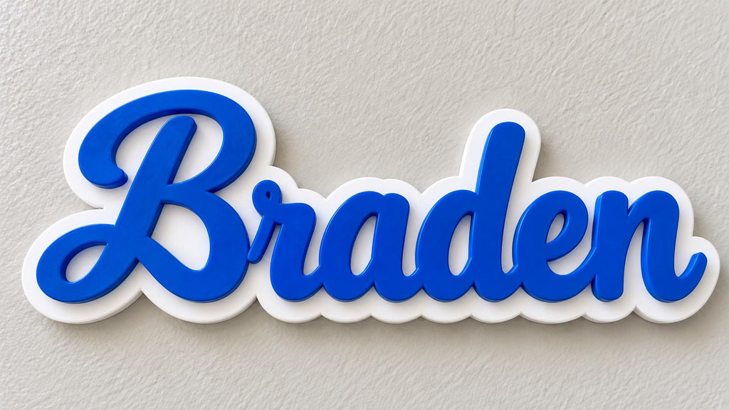 Personalized 3D Name Sign | Custom Script Name Decor | Choose Your Colors & Size | Nursery, Kids Room Desk Gift