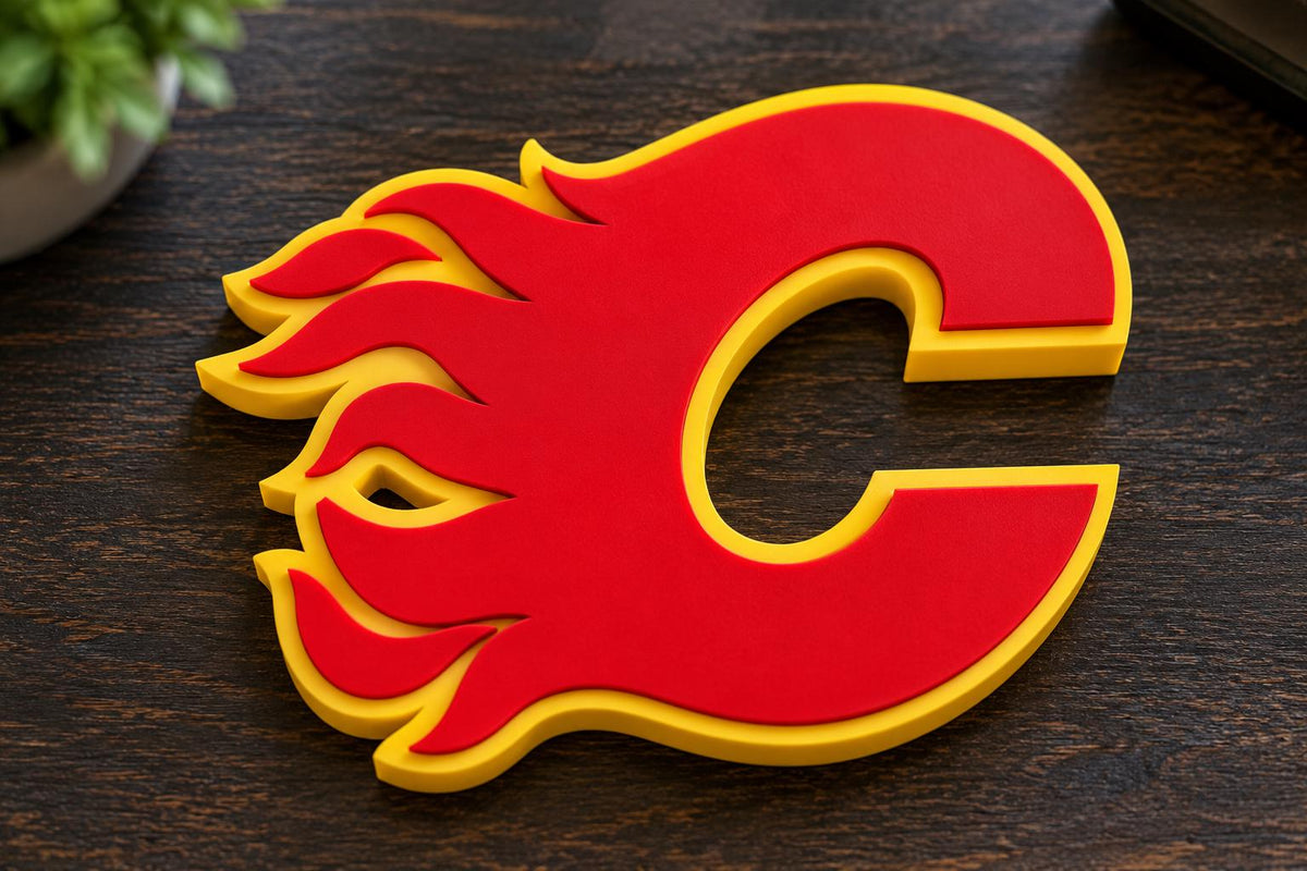 Calgary Flames 3D Desk Sign | Calgary Flames Logo Decor | NHL Fan Cave Gift