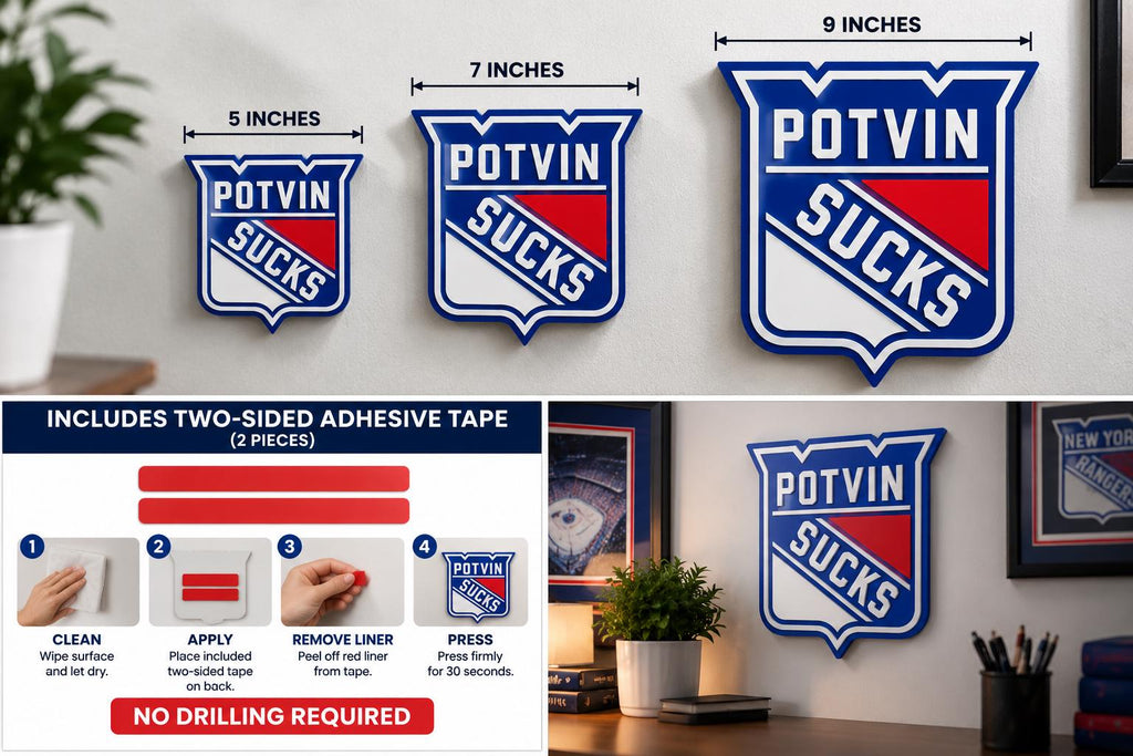 Potvin Sucks 3D Wall Sign | New York Rangers Decor | NHL Hockey Fan Cave Gift